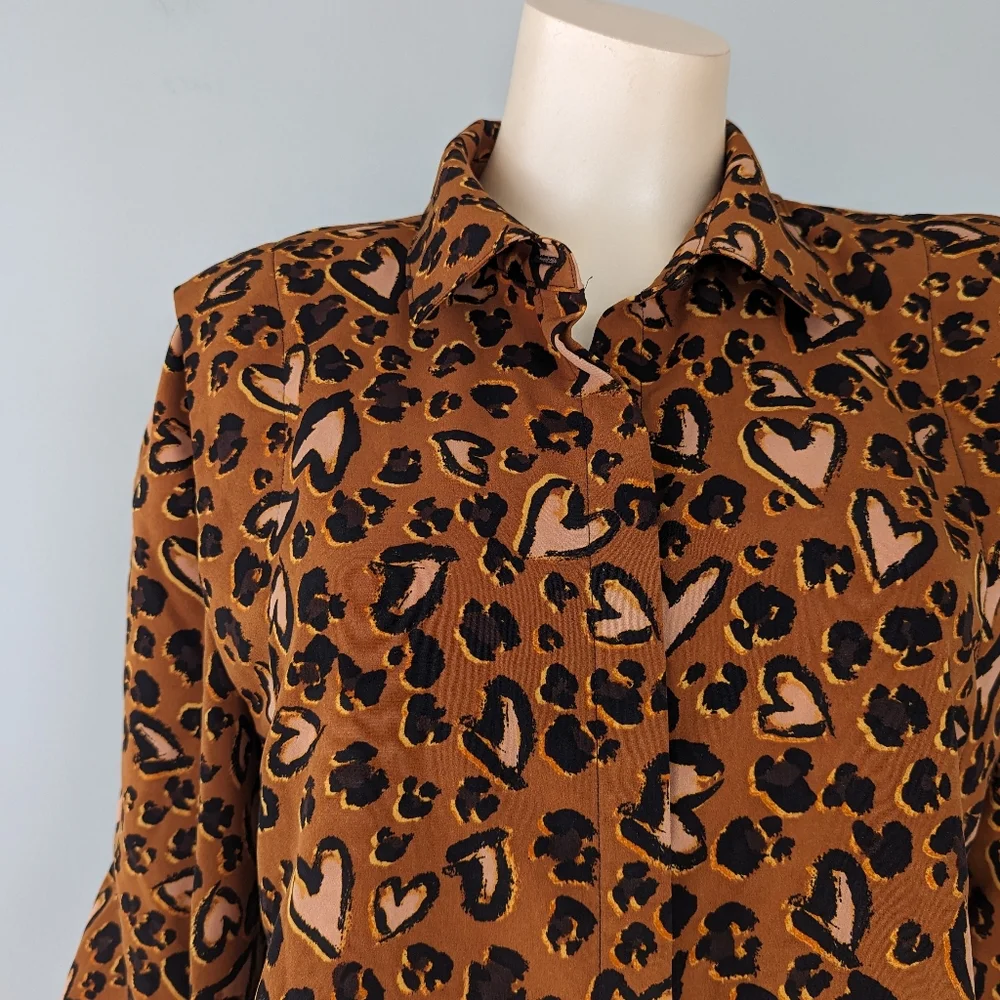 Karl Lagerfeld Paris Heart Print Long Sleeve Blouse - Picture 4 of 7